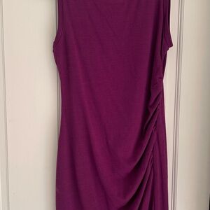 Treasure & Bond Ruched Asymmetrical Purple Sheath Dress